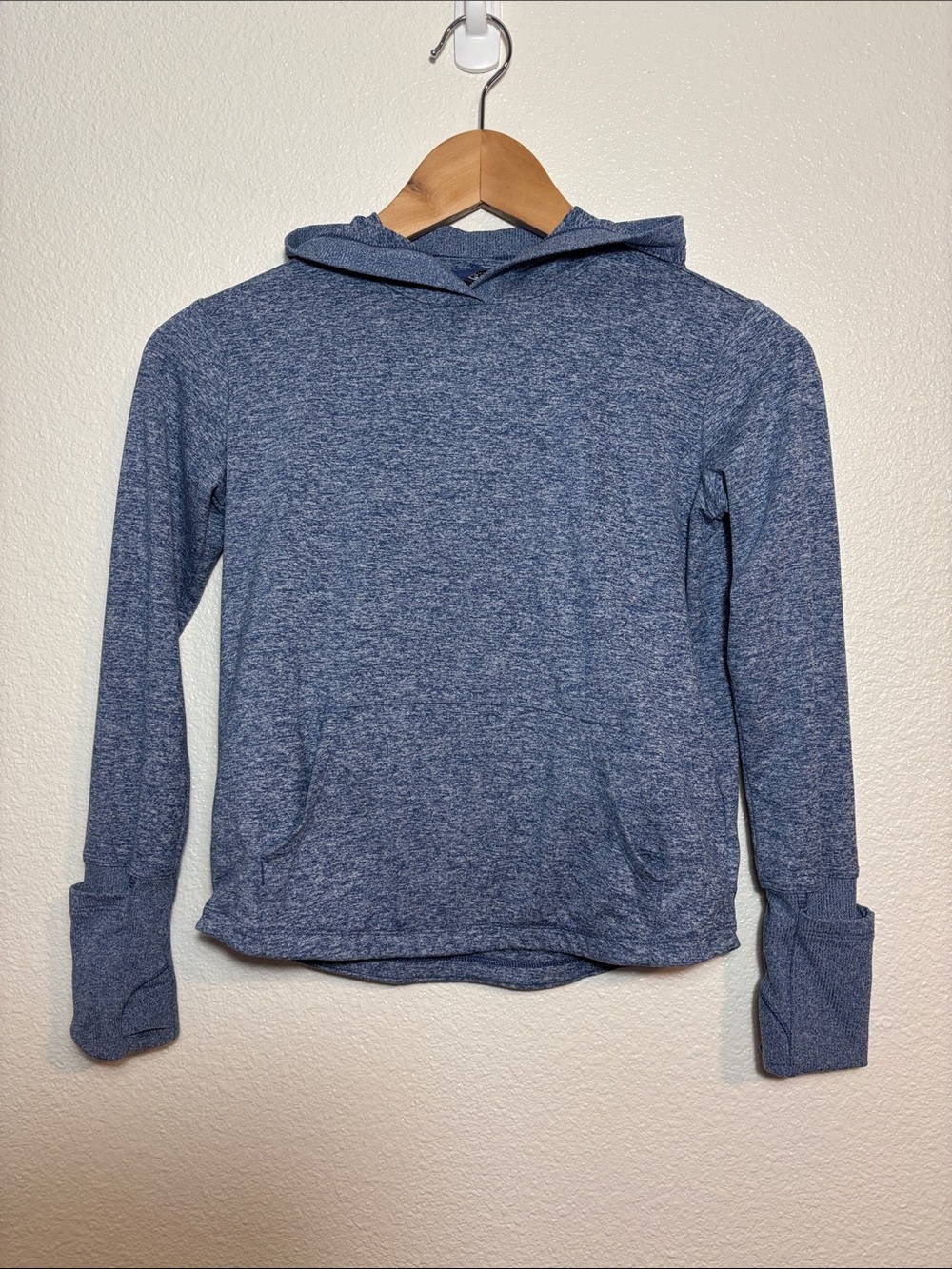 Athleta Girl Uptempo Hooded Top Size 7 Heather Blue | Athleisure | Athletic
